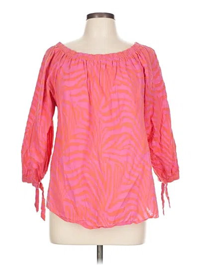 Pre-owned Anne Klein 3/4 Sleeve Blouse In Pink