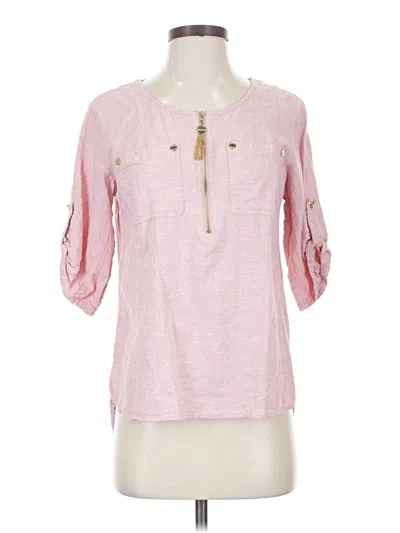 Pre-owned Anne Klein 3/4 Sleeve Blouse In Pink