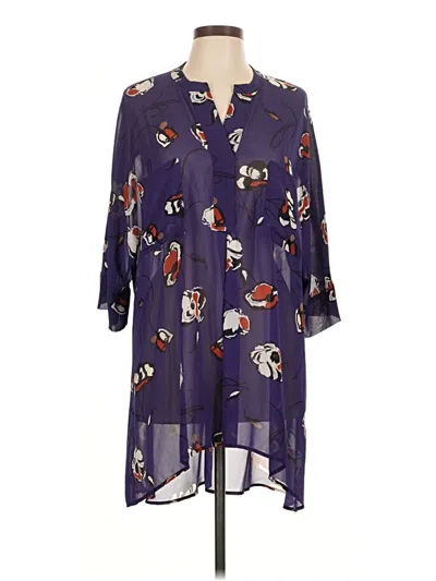 Pre-owned Anne Klein 3/4 Sleeve Blouse In Purple