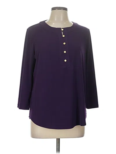 Pre-owned Anne Klein 3/4 Sleeve Blouse In Purple