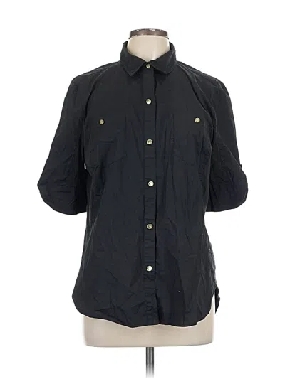 Pre-owned Anne Klein 3/4 Sleeve Button Down Shirt In Black