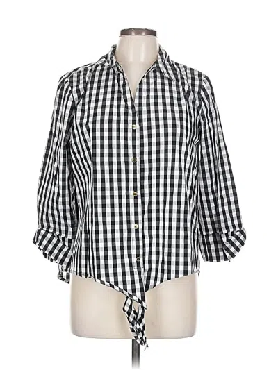Pre-owned Anne Klein 3/4 Sleeve Button Down Shirt In Black