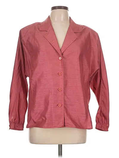 Pre-owned Anne Klein 3/4 Sleeve Button Down Shirt In Burgundy