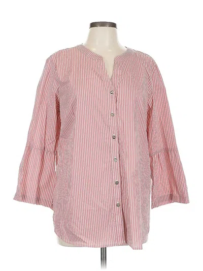 Pre-owned Anne Klein 3/4 Sleeve Button Down Shirt In Pink