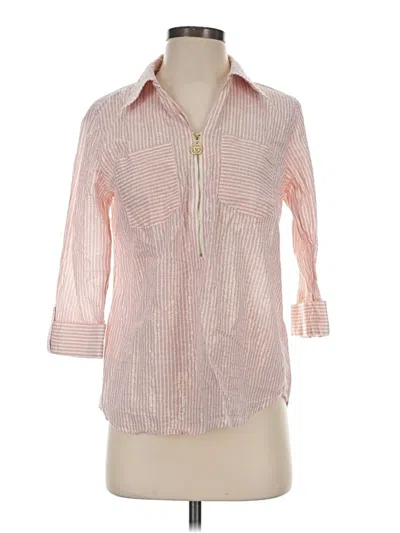 Pre-owned Anne Klein 3/4 Sleeve Button Down Shirt In Pink