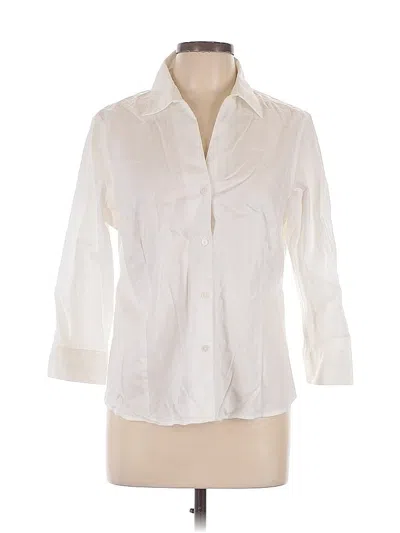 Pre-owned Anne Klein 3/4 Sleeve Button Down Shirt In White