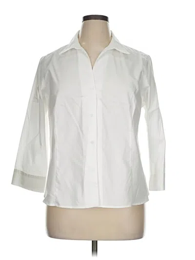 Pre-owned Anne Klein 3/4 Sleeve Button Down Shirt In White