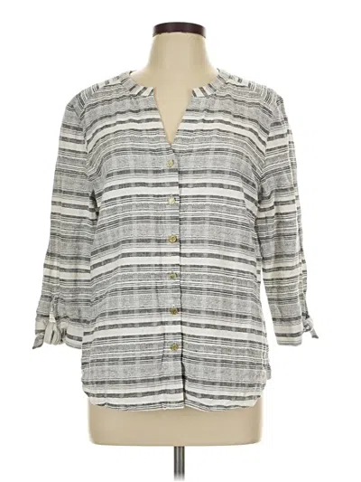 Pre-owned Anne Klein 3/4 Sleeve Henley Shirt In Gray