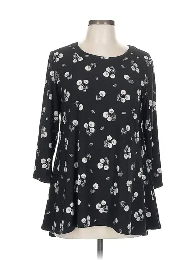 Pre-owned Anne Klein 3/4 Sleeve T-shirt In Black