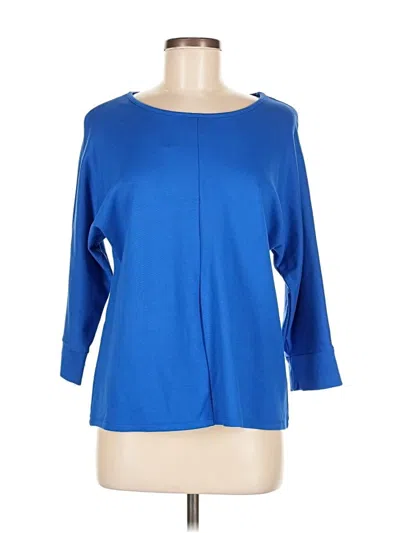 Pre-owned Anne Klein 3/4 Sleeve T-shirt In Blue