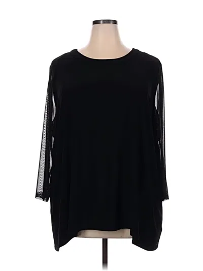 Pre-owned Anne Klein 3/4 Sleeve Top Black Boatneck Tops