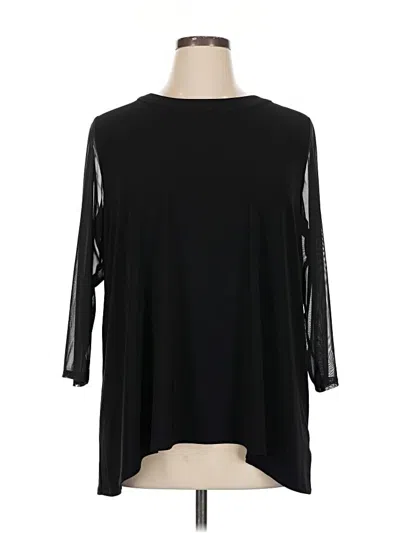 Pre-owned Anne Klein 3/4 Sleeve Top Black Cold Shoulder Neckline Tops