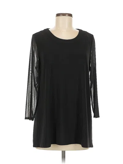 Pre-owned Anne Klein 3/4 Sleeve Top Black Scoop Neck Tops