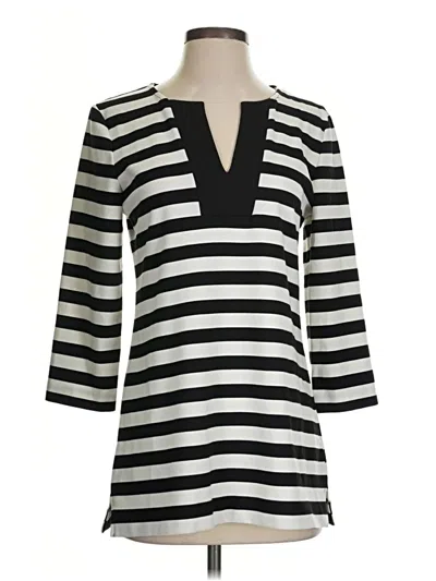 Pre-owned Anne Klein 3/4 Sleeve Top Black V-neck Tops