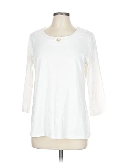 Pre-owned Anne Klein 3/4 Sleeve Top White Boatneck Tops