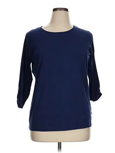 Pre-owned Anne Klein 3/4 Sleeve T-shirt In Blue