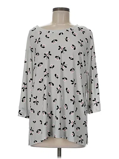 Pre-owned Anne Klein 3/4 Sleeve T-shirt In Gray