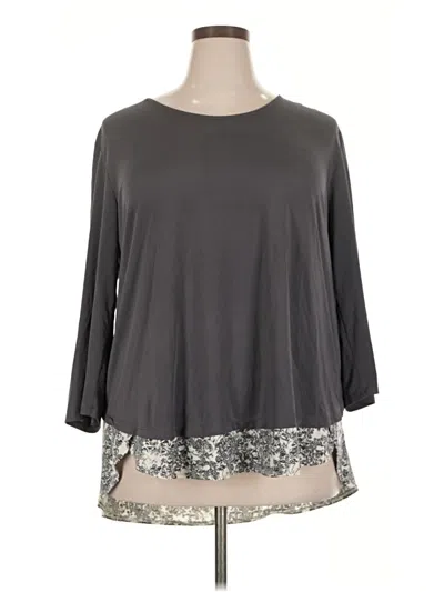 Pre-owned Anne Klein 3/4 Sleeve T-shirt In Gray