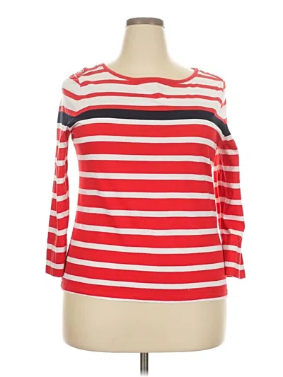 Pre-owned Anne Klein 3/4 Sleeve T-shirt In Red
