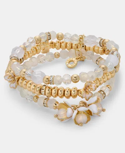 Anne Klein 3-pc. Set Flower Charm Beaded Stretch Bracelets In White