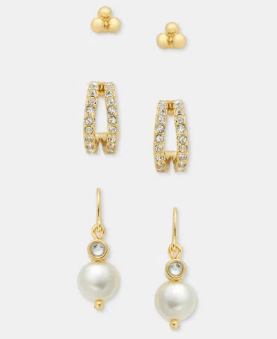 Anne Klein 3-pc. Set Stud, Hoop & Drop Earrings In Gold