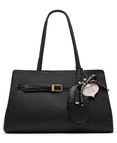 Anne Klein 4-piece Large Laptop Work Tote Handbag Set In Black