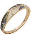 Anne Klein Abalone Inlay Gold-tone Hinge Bracelet In Multi