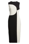 Anne Klein Abstract Colorblock Sleeveless Midi Dress In Anne Black/pink Tint