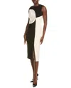 Anne Klein Abstract Colorblock Sleeveless Midi Dress In Black