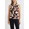 Anne Klein Abstract Print Triple Pleat Sleeveless Top In Multi