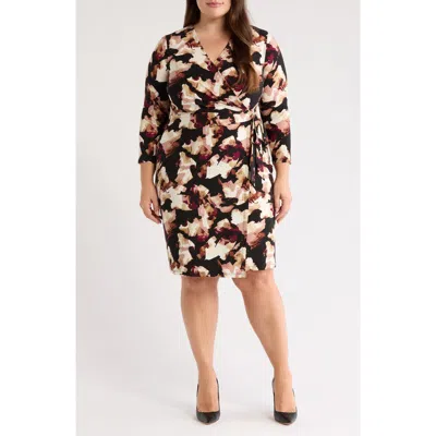 Anne Klein Abstract Print Wrap Dress In Multi