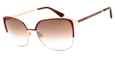 Anne Klein Ak7080 612 Women's Sunglasses Gold Size 56 In Gray