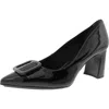 Anne Klein Akbentley Womens Buckle Man Made Block Heels In Black Patent