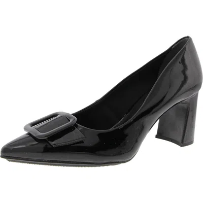 Anne Klein Akbentley Womens Buckle Man Made Block Heels In Black Patent