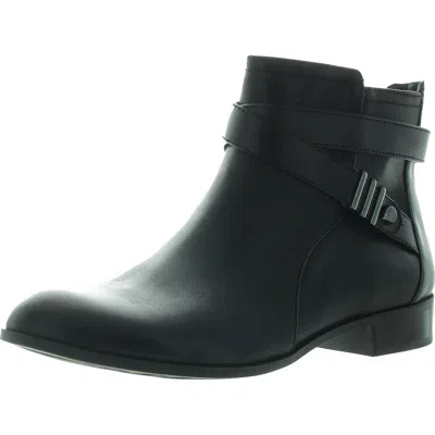 Anne Klein Akkael Womens Zipper Leather Ankle Boots In Black