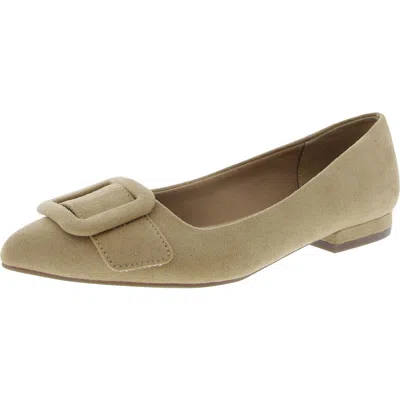 Anne Klein Akkalea Womens Patent Padded Insole Ballet Flats In Beige