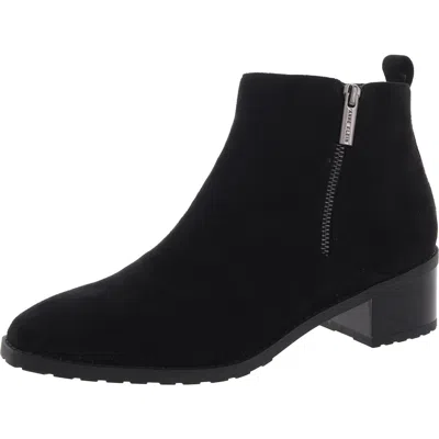 Anne Klein Aksakara Womens Double Zipper Faux Suede Ankle Boots In Black