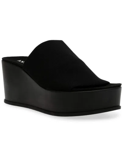 Anne Klein Akventi Womens Slip On Lifestyle Wedge Sandals In Black