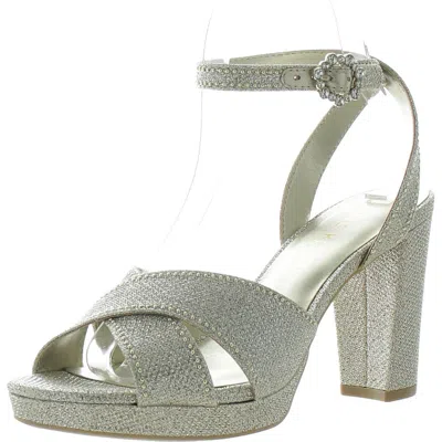 Anne Klein Akventura Womens Snake Print Casual Ankle Strap In Silver