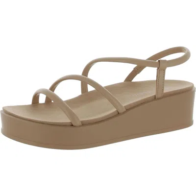 Anne Klein Akvie Womens Faux Leather Strappy Wedge Sandals