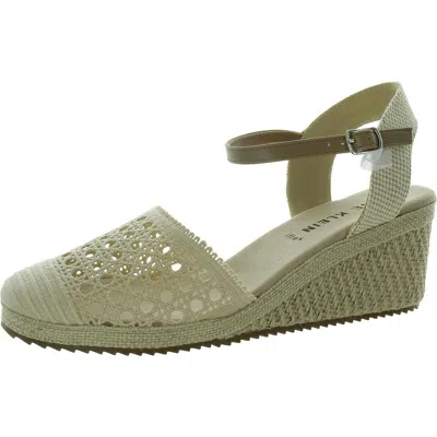 Anne Klein Akzida Womens Embroidered Wedge Espadrille Heels In White