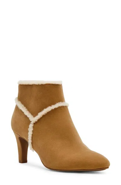 Anne Klein Alfie Bootie With Faux Fur Trim In Brown