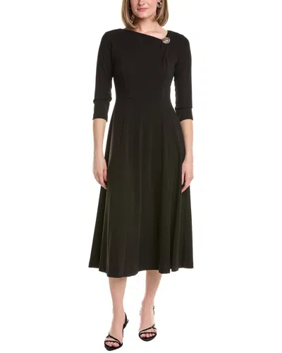Anne Klein A-line Midi Crepe Dress In Black