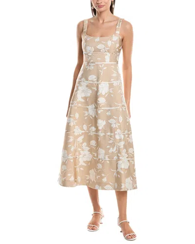 Anne Klein Floral Jacquard A-line Dress In Neutral