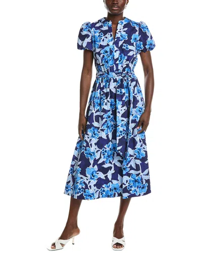 Anne Klein A-line Morden Midi Dress In Blue
