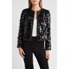 Anne Klein Womens Sequined Polyester Open-front Blazer In Anne Black