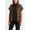 Anne Klein Animal Stripe Short Sleeve Tunic Sweater In Animal Print