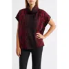 Anne Klein Animal Stripe Short Sleeve Tunic Sweater In Red