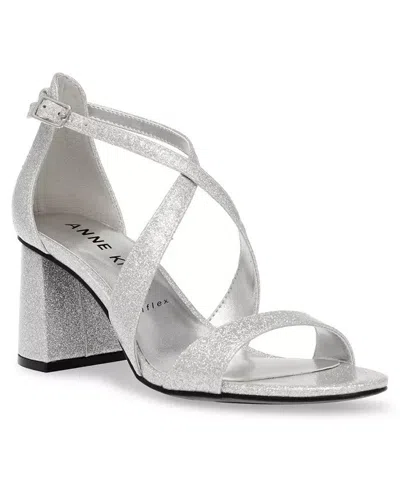 Anne Klein Armaretta Pump Women's Silver Ankle Strap Block Heel Jobb2101 In Transparent