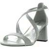 Anne Klein Armaretta Womens Patent Ankle Strap Block Heel In Silver